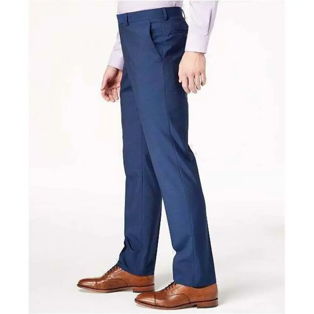 Vince Camuto Men's Slim Fit Flat Front Blue Suit Pants 33 x 35 Unhemmed